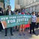 Former and current staffers for New York City Mayor Bill de Blasio stage protest against his administration on June 8, 2020.